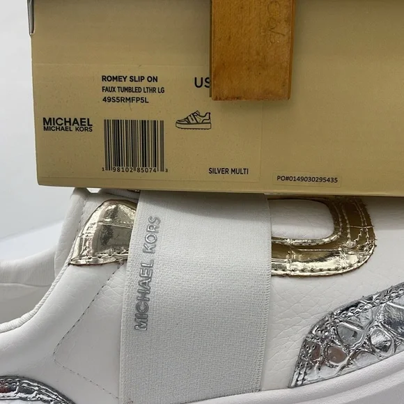 MICHAEL KORS Romey Mixed Media Slip-On Faux Tambled Platform Sneaker
Silver
New - Picture 16 of 16